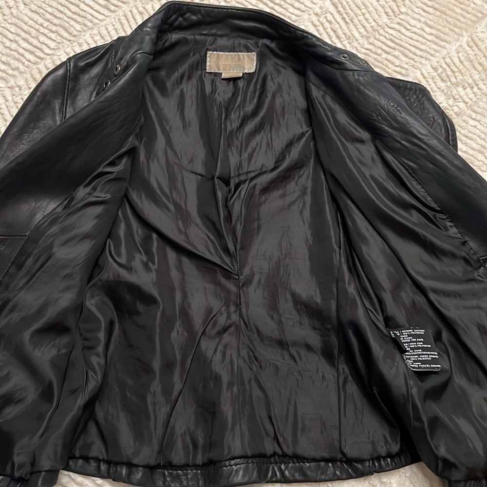 Michael Kors Vintage Black Leather Biker Jacket - Picture 4 of 5